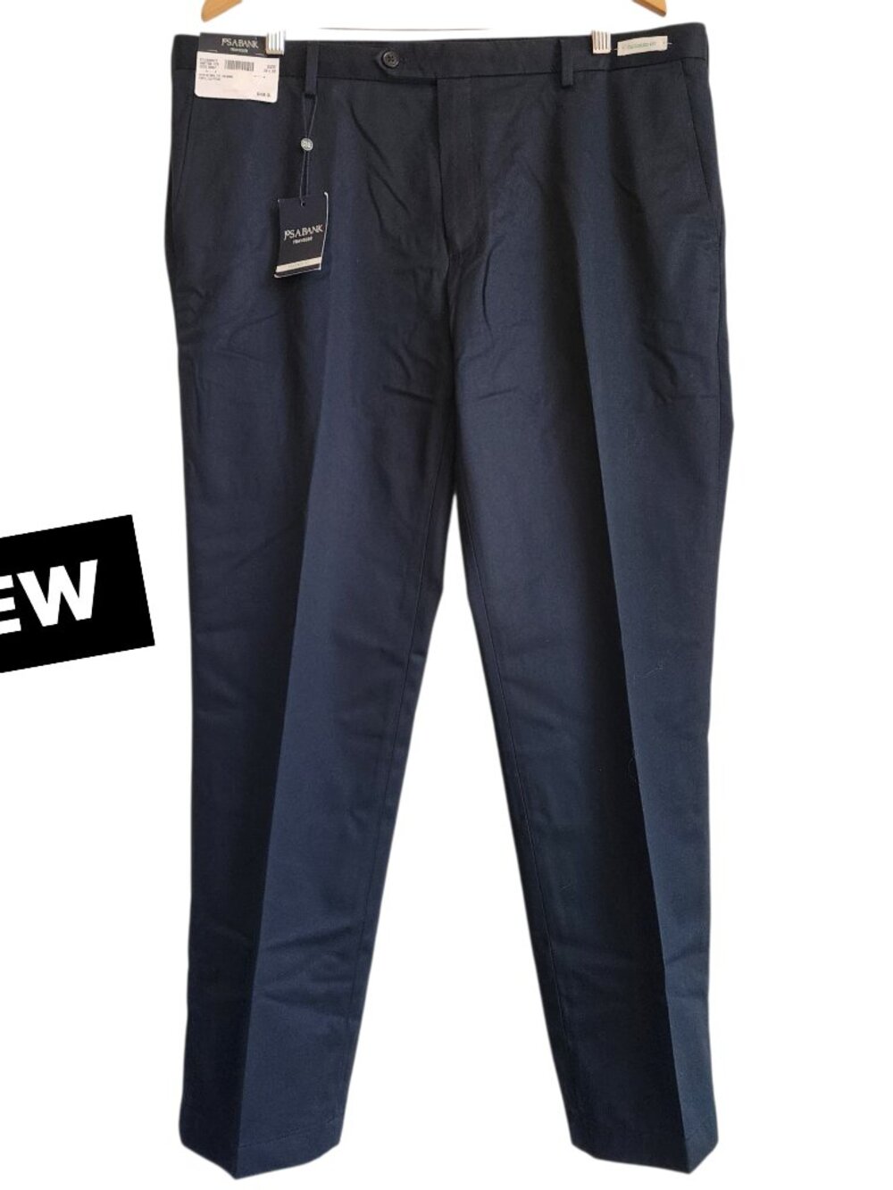 38x30 Black Chino Jos A Bank Cotton Traveler Pants New Flat Front Nwt Khakis Man
